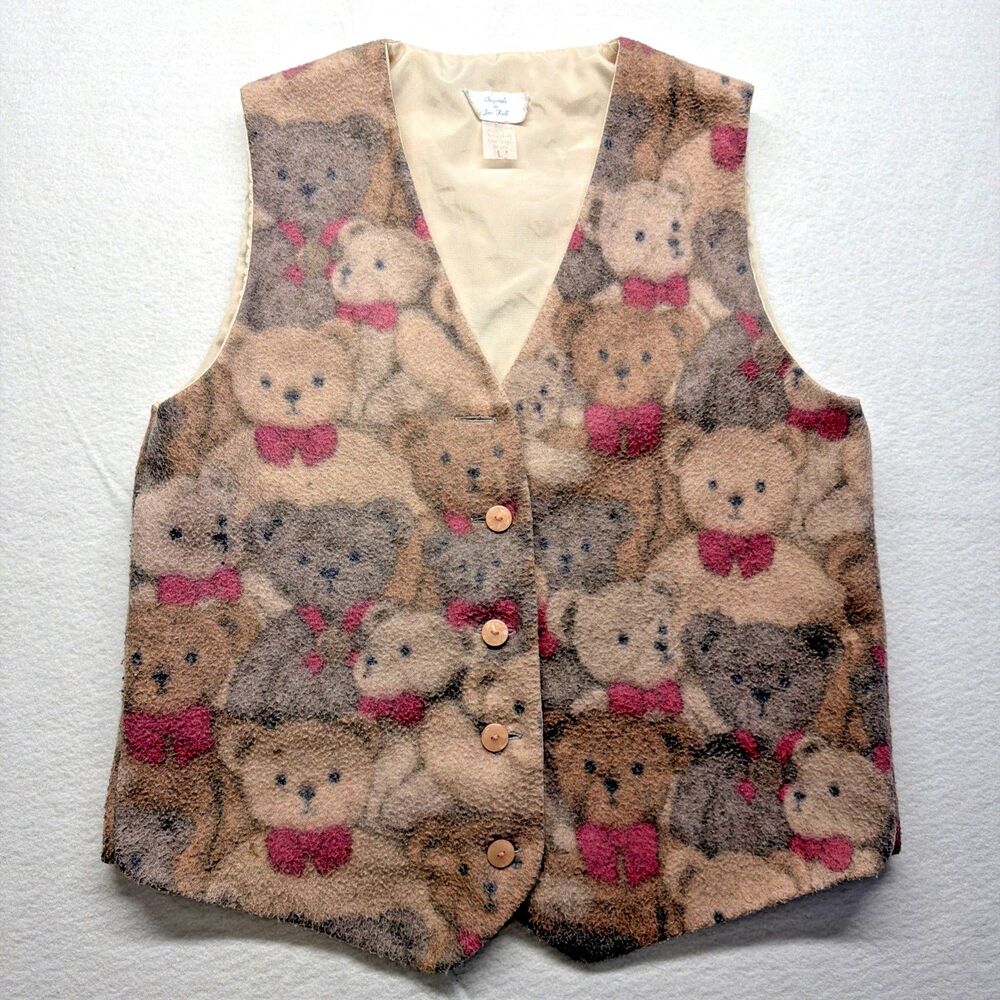 Vintage 80s Originals By Jan Kull Teddy Bear Fleece Vest - Women’s Large